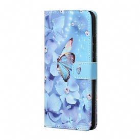 Folio-fodral För Xiaomi Redmi Note 10 5G / Poco M3 Pro 5G Med Kedjar Thongfjärilar