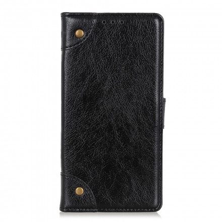 Folio-fodral För Xiaomi Redmi Note 10 5G / Poco M3 Pro 5G Vintage Nitar Nappa Läderstil