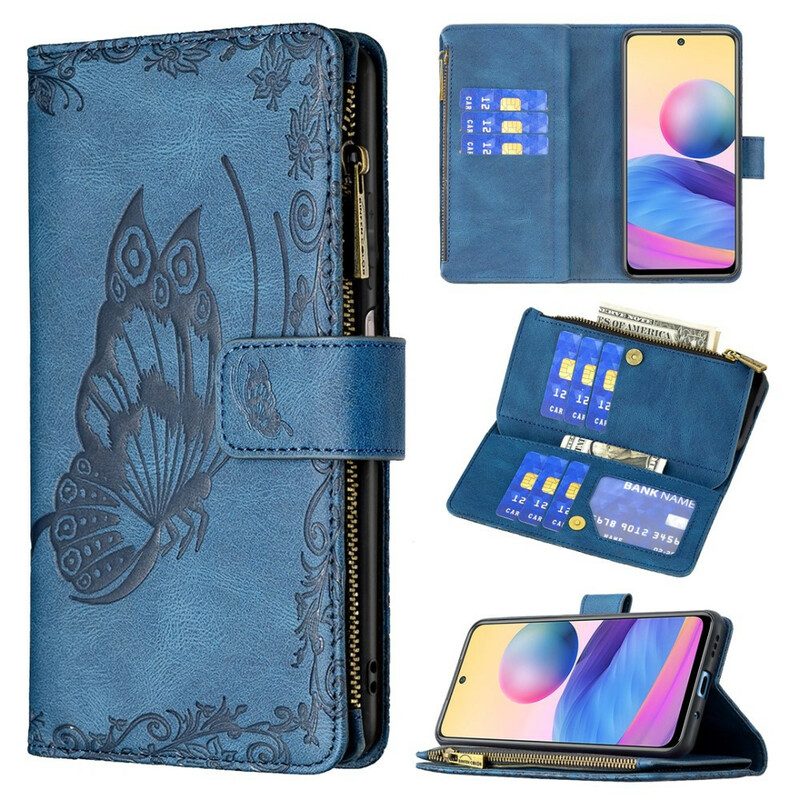 Folio-fodral För Xiaomi Redmi Note 10 5G / Poco M3 Pro 5G Zip Pocket Butterfly