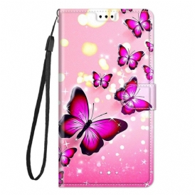 Folio-fodral För Xiaomi Redmi Note 10 Pro Fjärilar Och Snöre