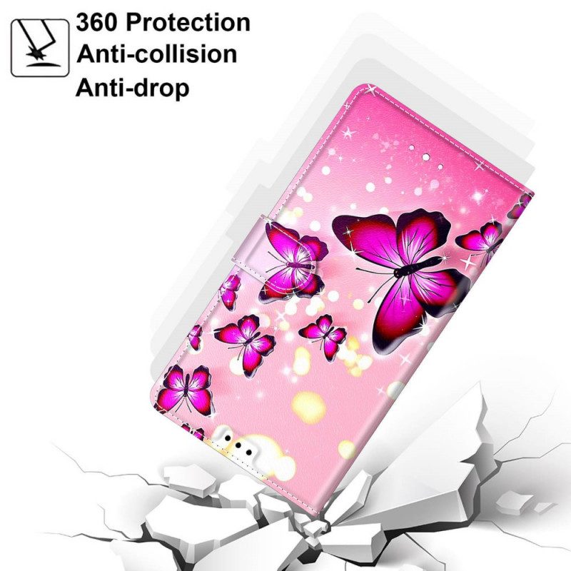 Folio-fodral För Xiaomi Redmi Note 10 Pro Fjärilar Och Snöre