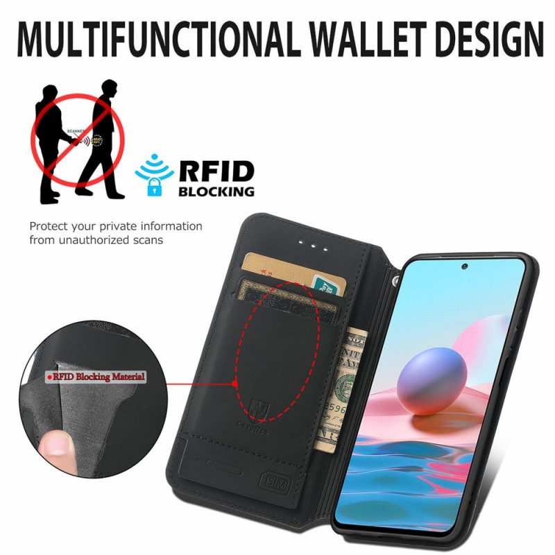 Folio-fodral För Xiaomi Redmi Note 10 Pro Läderfodral Caseneo Rfid-design