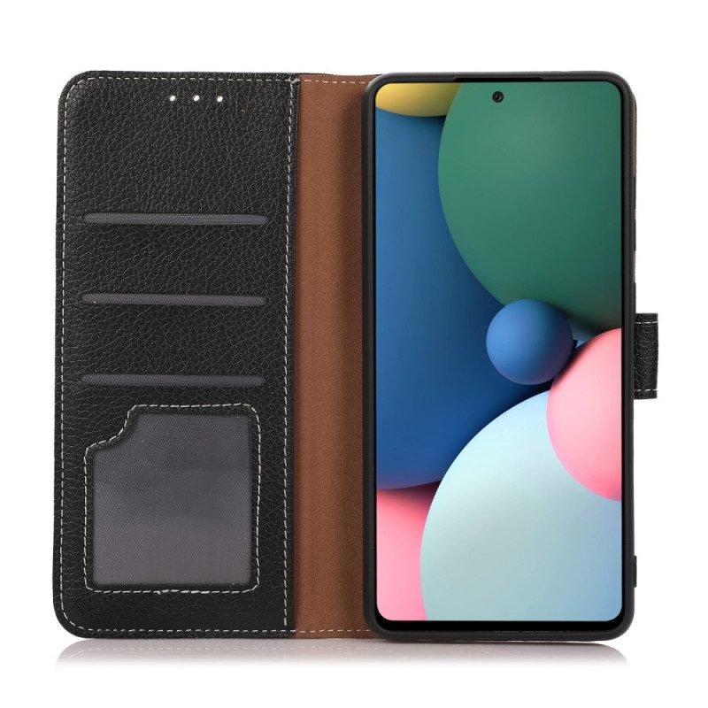 Folio-fodral För Xiaomi Redmi Note 10 Pro Litchi Exponerade Sömmar