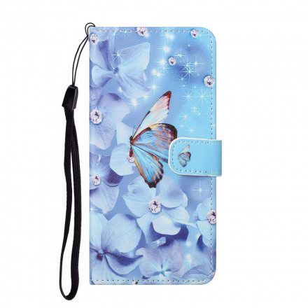 Folio-fodral För Xiaomi Redmi Note 10 Pro Med Kedjar Fjärilar Med Diamantband
