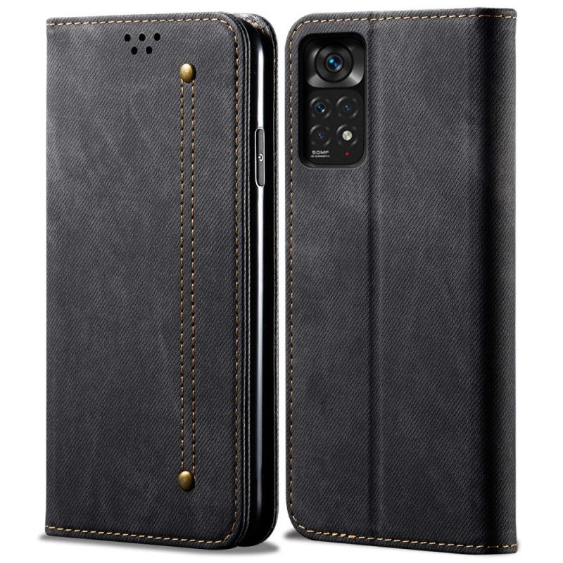 Folio-fodral För Xiaomi Redmi Note 11 / 11S Läderfodral Denimtyg