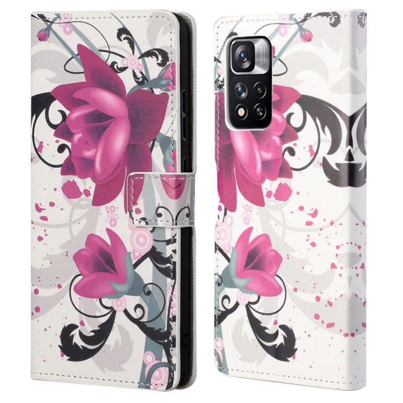 Folio-fodral För Xiaomi Redmi Note 11 Pro 4G / 5G Tropiska Blommor