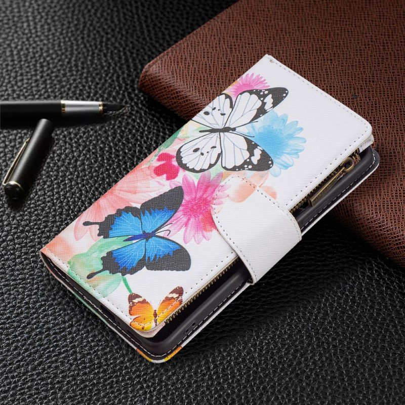 Folio-fodral För Xiaomi Redmi Note 11 Pro Plus 5G Ficka Med Dragkedja För Fjärilar