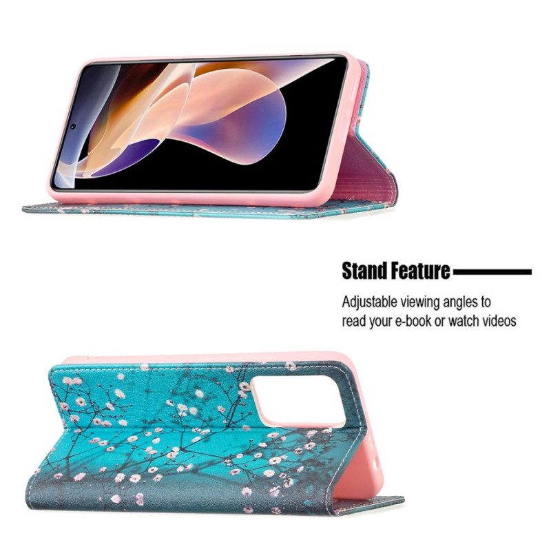 Folio-fodral För Xiaomi Redmi Note 11 Pro Plus 5G Läderfodral Blommande Grenar