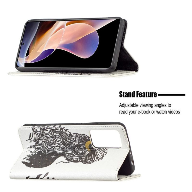Folio-fodral För Xiaomi Redmi Note 11 Pro Plus 5G Läderfodral Snyggt Hår