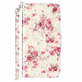 Folio-fodral För Xiaomi Redmi Note 11 Pro Plus 5G Med Kedjar Liberty Strap Blommor