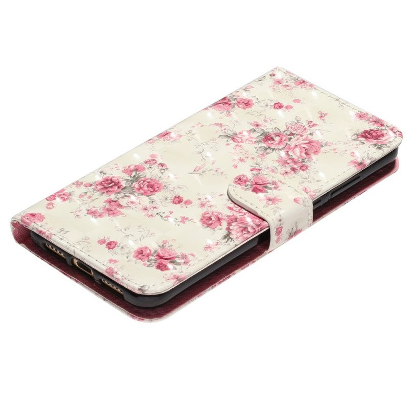 Folio-fodral För Xiaomi Redmi Note 11 Pro Plus 5G Med Kedjar Liberty Strap Blommor