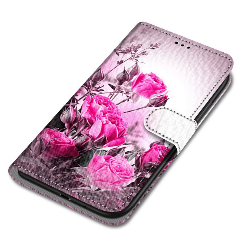 Folio-fodral För Xiaomi Redmi Note 11 Pro Plus 5G Med Kedjar Thong Blommor