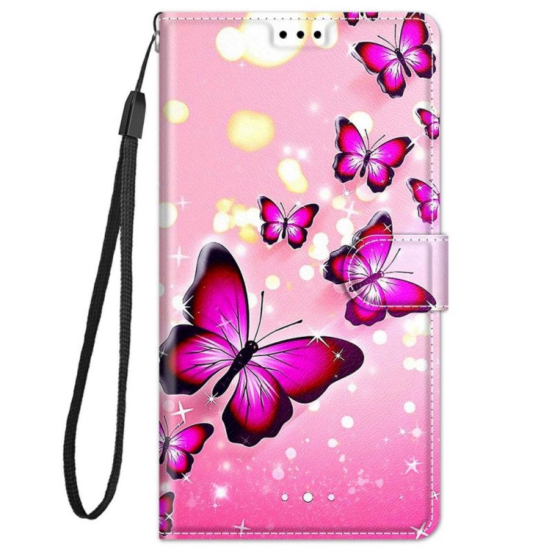 Folio-fodral För Xiaomi Redmi Note 11 Pro Plus 5G Med Kedjar Thong Butterflies Fan