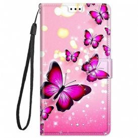 Folio-fodral För Xiaomi Redmi Note 11 Pro Plus 5G Med Kedjar Thong Butterflies Fan