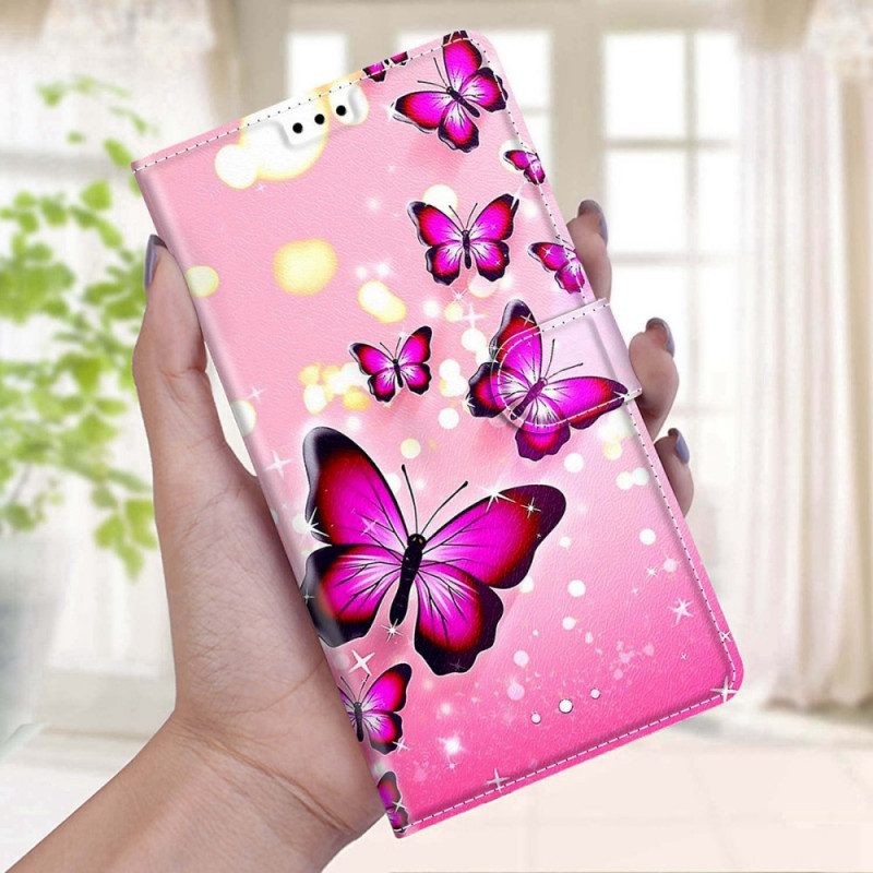 Folio-fodral För Xiaomi Redmi Note 11 Pro Plus 5G Med Kedjar Thong Butterflies Fan