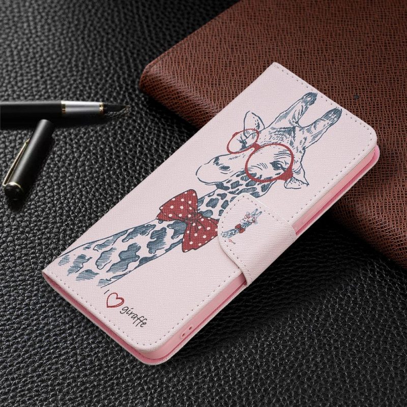 Folio-fodral För Xiaomi Redmi Note 11 Pro Plus 5G Nördig Giraff