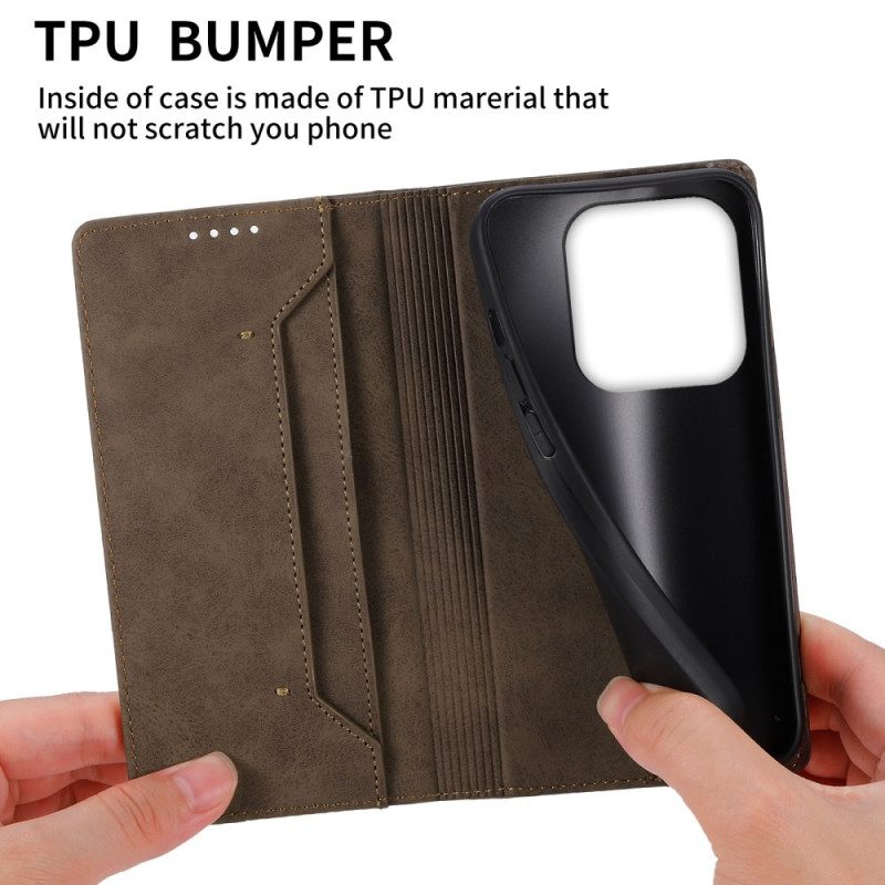 Folio-fodral För Xiaomi Redmi Note 14 4g Vintage Rfid-blockering