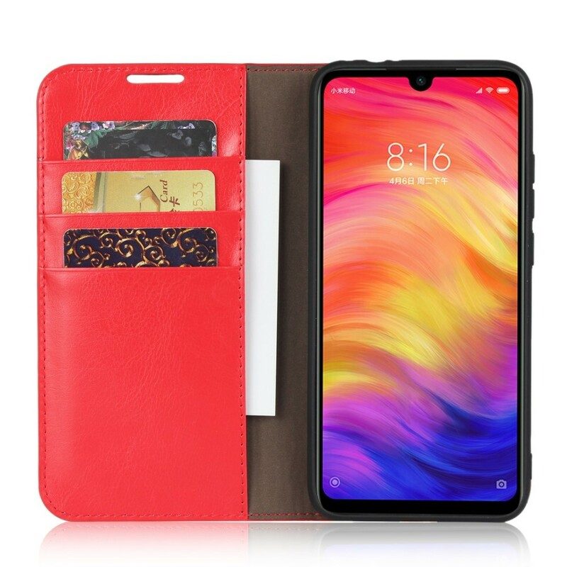 Folio-fodral För Xiaomi Redmi Note 7 Läderfodral Äkta Åldrat Läder