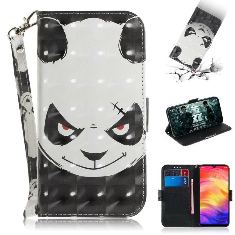Folio-fodral För Xiaomi Redmi Note 7 Med Kedjar Arg Panda Med Rem