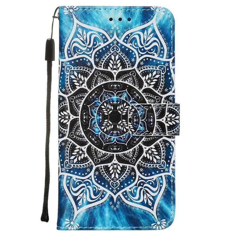 Folio-fodral För Xiaomi Redmi Note 8 Med Kedjar Svart Strappy Mandala