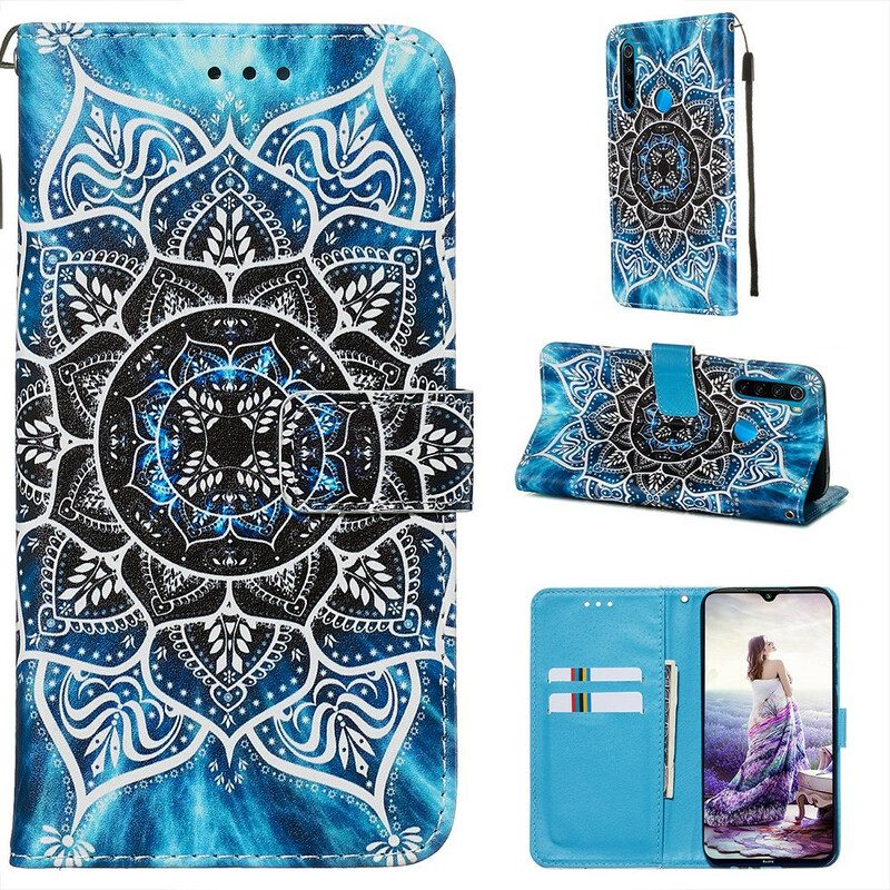 Folio-fodral För Xiaomi Redmi Note 8 Med Kedjar Svart Strappy Mandala