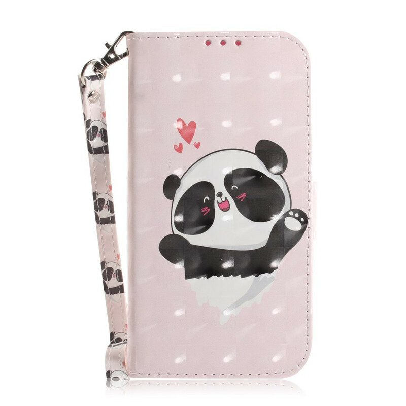 Folio-fodral För Xiaomi Redmi Note 8 Pro Med Kedjar Panda Love Strap