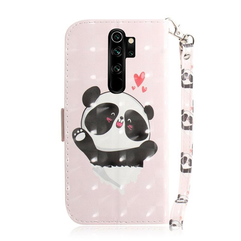 Folio-fodral För Xiaomi Redmi Note 8 Pro Med Kedjar Panda Love Strap