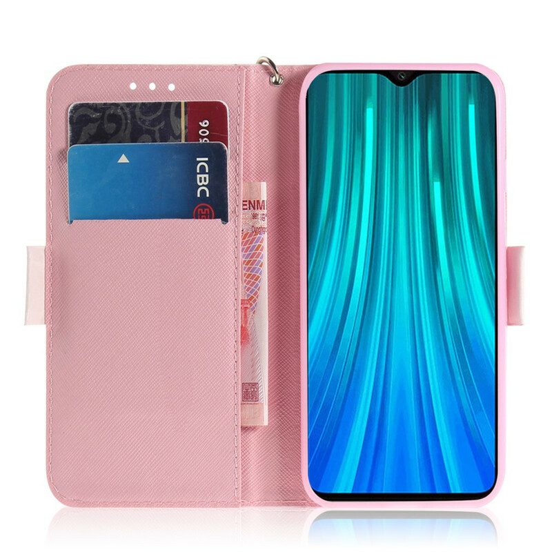 Folio-fodral För Xiaomi Redmi Note 8 Pro Med Kedjar Panda Love Strap