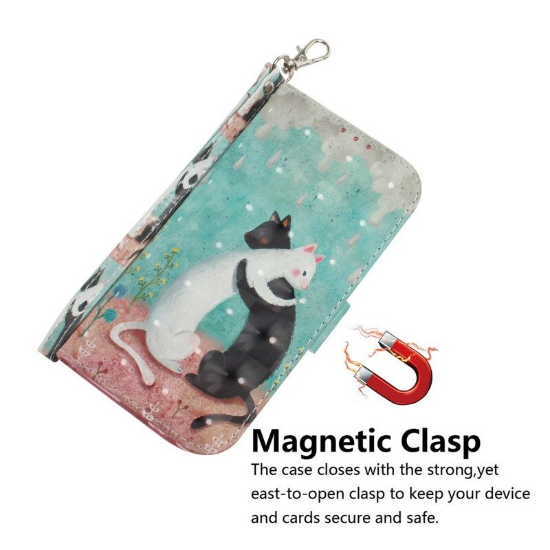 Folio-fodral För Xiaomi Redmi Note 8 Pro Med Kedjar Thong Cat Friends