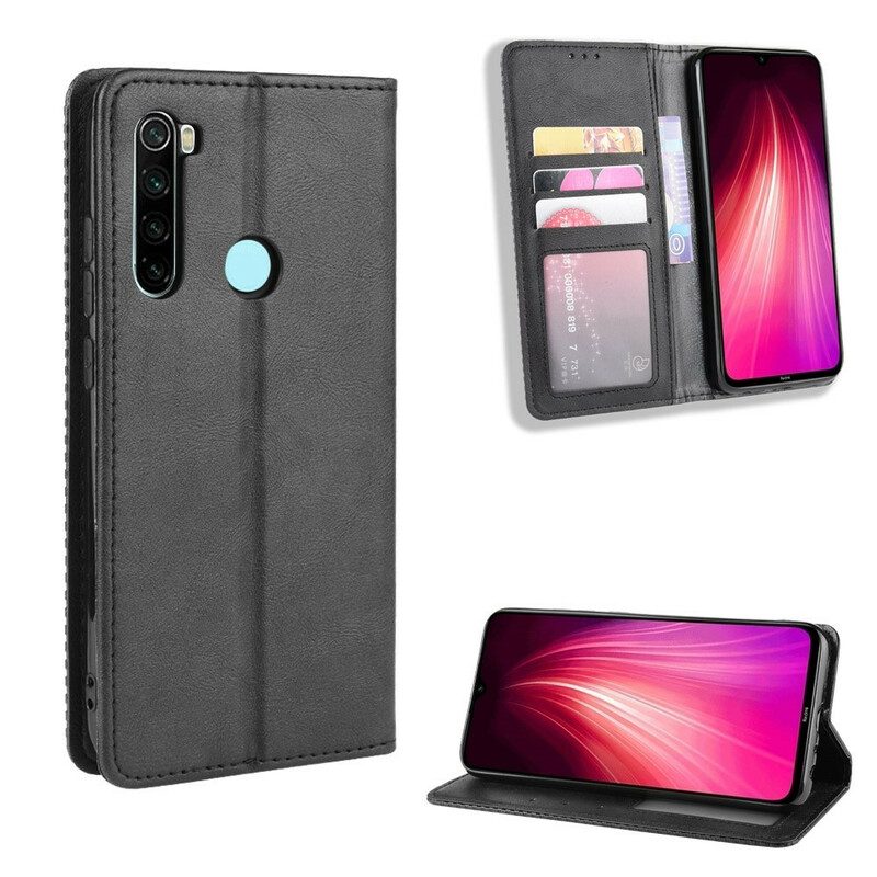 Folio-fodral För Xiaomi Redmi Note 8T Läderfodral Vintage Stiliserad Lädereffekt