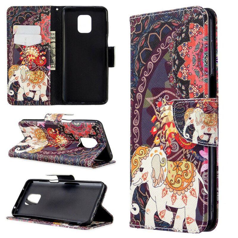 Folio-fodral För Xiaomi Redmi Note 9S / Note 9 Pro Indiska Elefanter