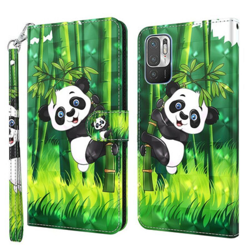 Folio-fodral Poco M3 Pro 5G Panda Och Bambu