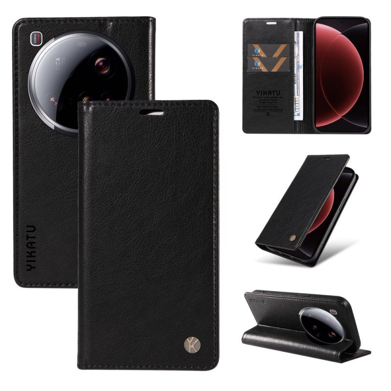 Folio-fodral Xiaomi 15 Ultra Yikatu Litchi-imitation Läder
