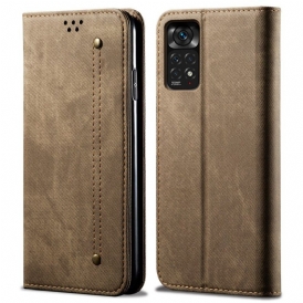 Folio-fodral Xiaomi Redmi Note 11 Pro / 11 Pro 5G Läderfodral Denim Tyg