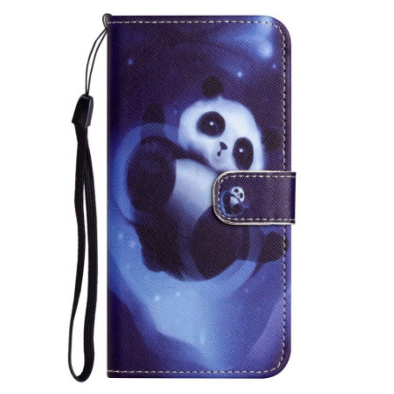 Folio-fodral Xiaomi Redmi Note 12 4G Med Kedjar Space Panda Med Snöre