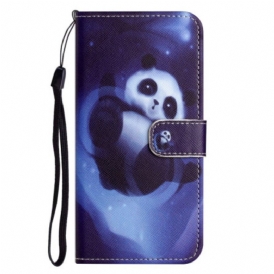 Folio-fodral Xiaomi Redmi Note 12 4G Med Kedjar Space Panda Med Snöre