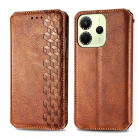Folio-fodral Xiaomi Redmi Note 14 4g Vintage Lädereffekt Med Diamantmönster