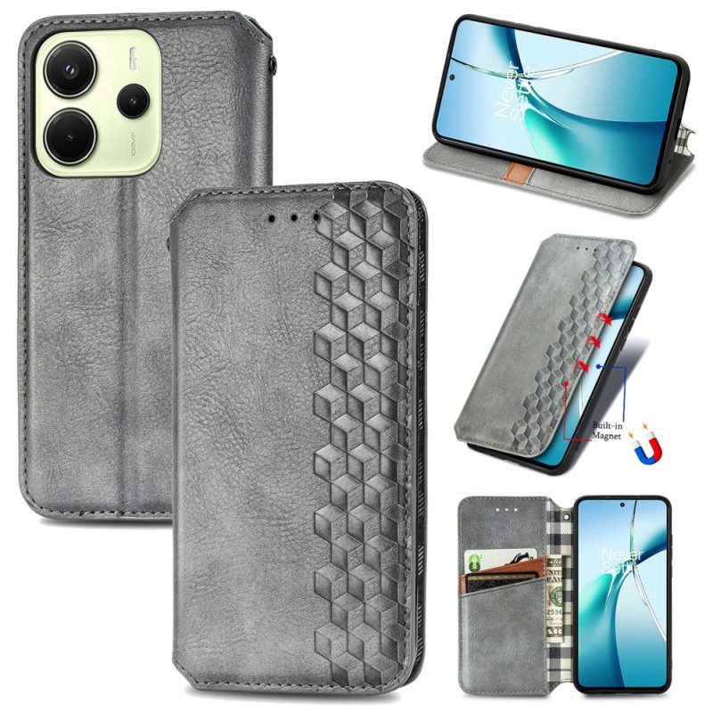 Folio-fodral Xiaomi Redmi Note 14 4g Vintage Lädereffekt Med Diamantmönster