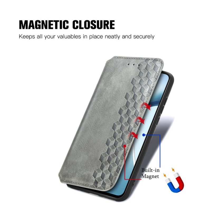 Folio-fodral Xiaomi Redmi Note 14 4g Vintage Lädereffekt Med Diamantmönster