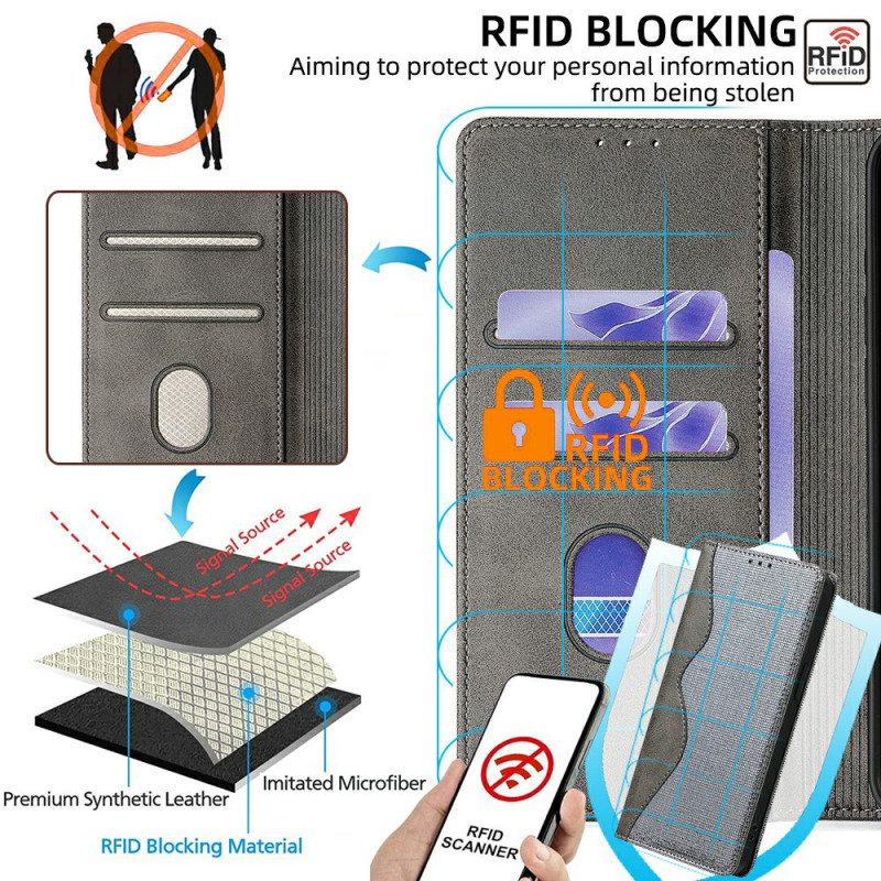 Folio-fodral Xiaomi Redmi Note 14 Pro 5g Rfid-skyddande Vågig Design