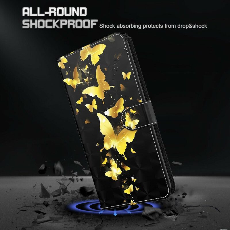 Läderfodral För Xiaomi Mi 10T Lite / Redmi Note 9 Pro 5G Gula Fjärilar