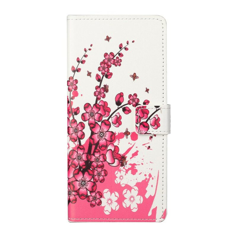 Läderfodral För Xiaomi Mi 10T Lite / Redmi Note 9 Pro 5G Tropiska Blommor