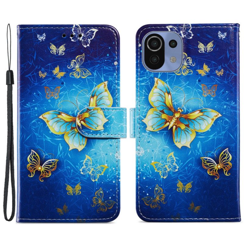 Läderfodral För Xiaomi Mi 11 Lite 5G NE / Mi 11 Lite 4G / 5G Flygande Fjärilar