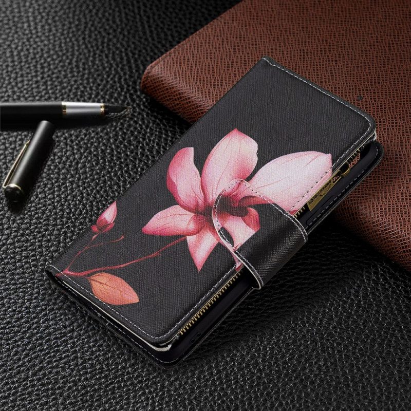 Läderfodral För Xiaomi Mi 11 Lite 5G NE / Mi 11 Lite 4G / 5G Rosa Blomma Med Dragkedja