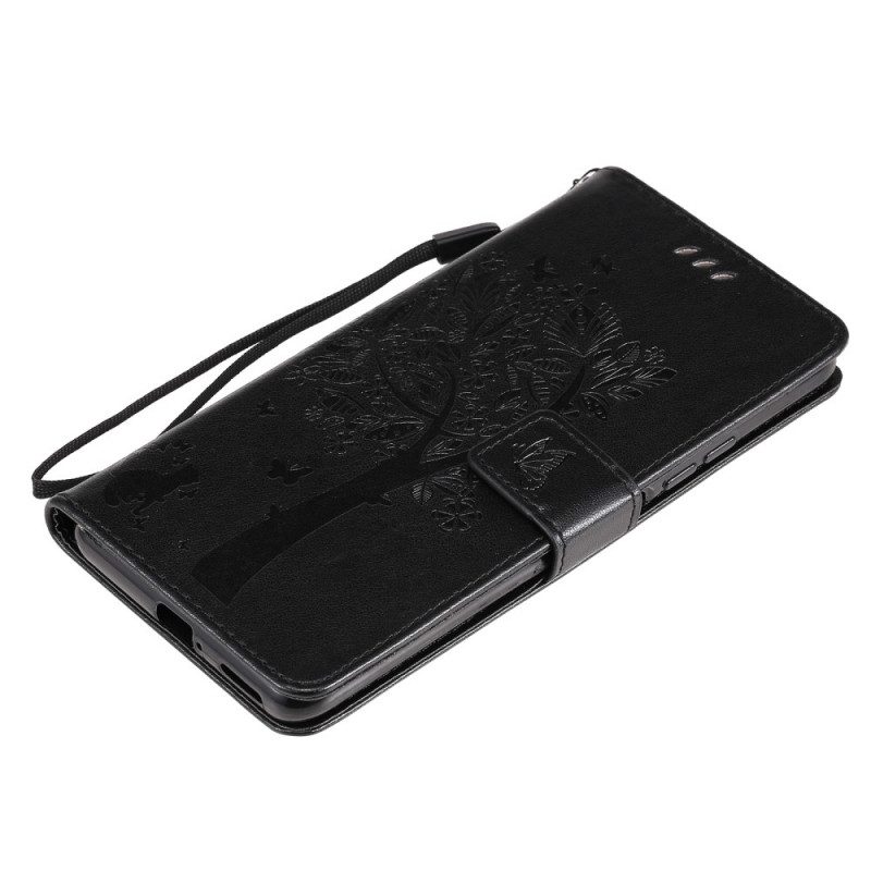 Läderfodral För Xiaomi Mi 11i 5G / Poco F3 Katt Och Fjärilar
