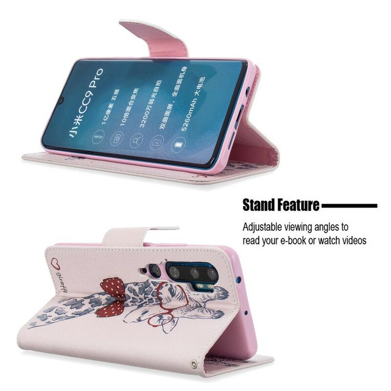 Läderfodral För Xiaomi Mi Note 10 / 10 Pro Nördig Giraff