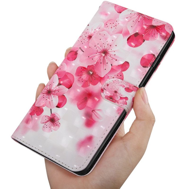 Läderfodral För Xiaomi Redmi 10C Med Kedjar Thong Blommor