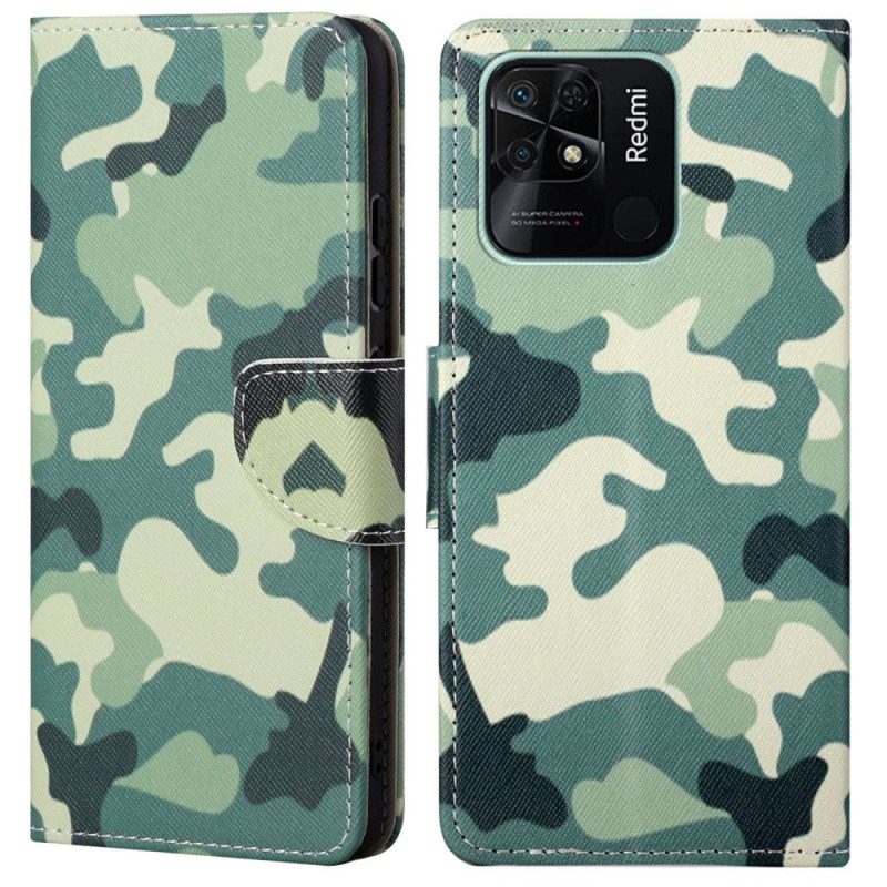 Läderfodral För Xiaomi Redmi 10C Militärt Kamouflage