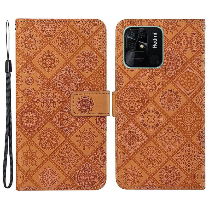 Läderfodral För Xiaomi Redmi 10C Tapestrymönster