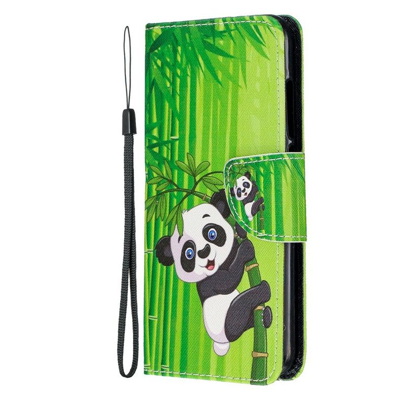 Läderfodral För Xiaomi Redmi 7A Med Kedjar Panda På Bamburem